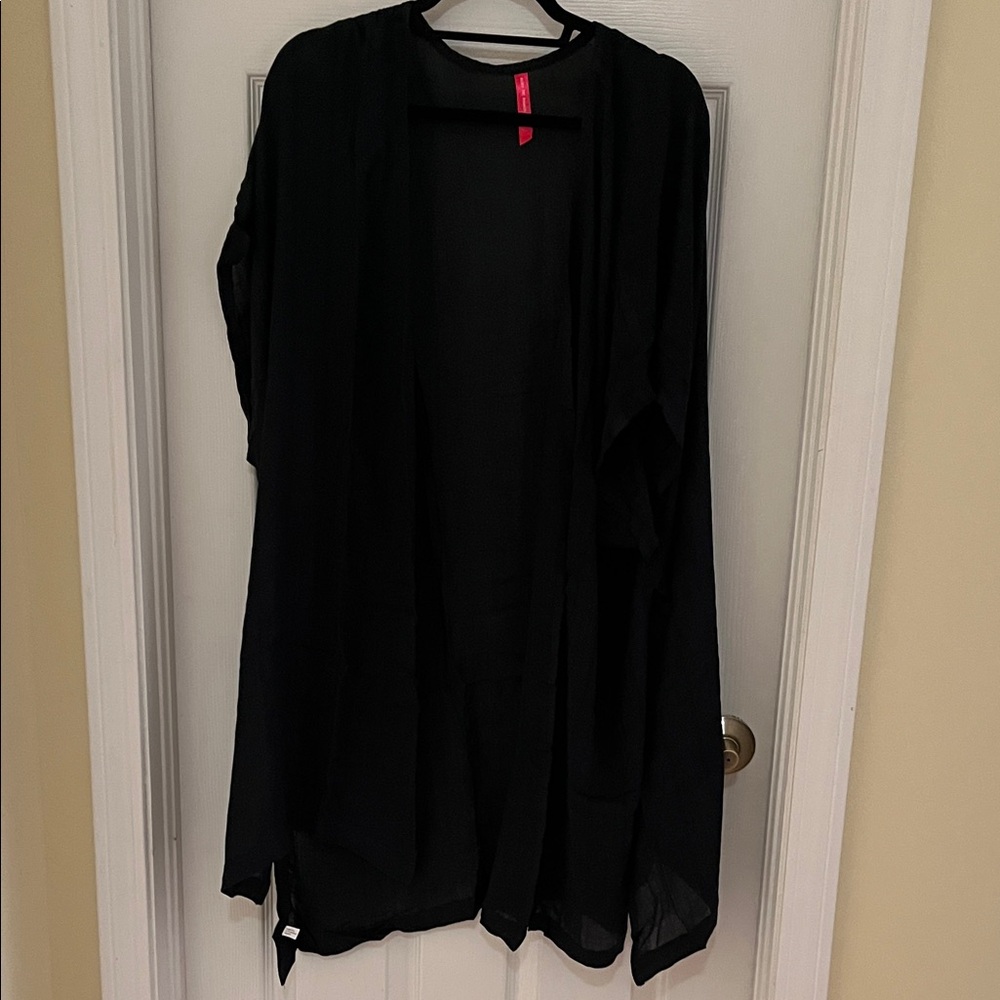 Ruby Ribbon Black Sheer beach coverup